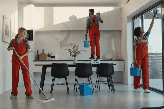 Reinigungsteam bei der Arbeit